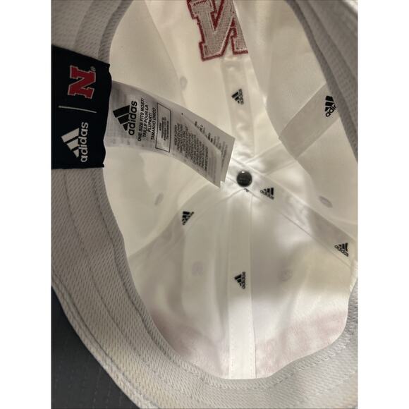 Adidas Nebraska Huskers Hat Cap Strapback One Size White Red Football NCAA - Picture 9 of 9